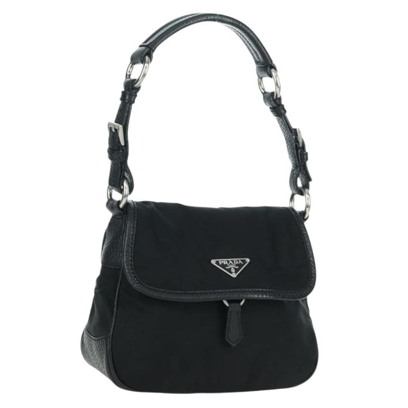 PRADA Hand Bag Nylon Black Silver BR2120 Auth am11021V