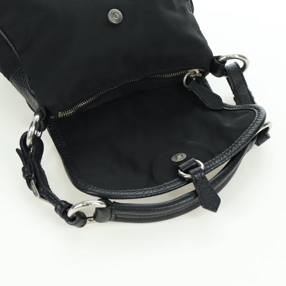 PRADA Hand Bag Nylon Black Silver BR2120 Auth am11021V