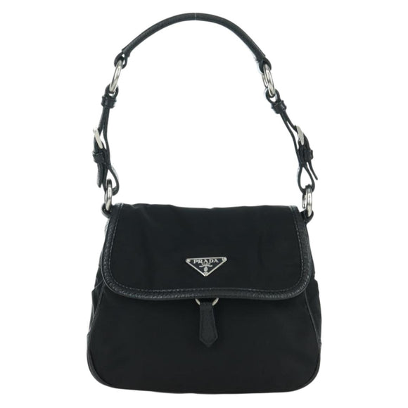 PRADA Hand Bag Nylon Black Silver BR2120 Auth am11021V