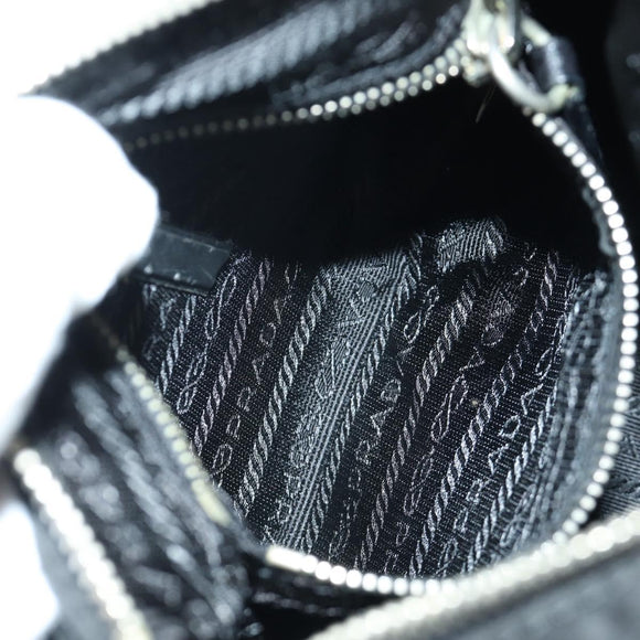 PRADA Hand Bag Nylon Black Silver BR2120 Auth am11021V