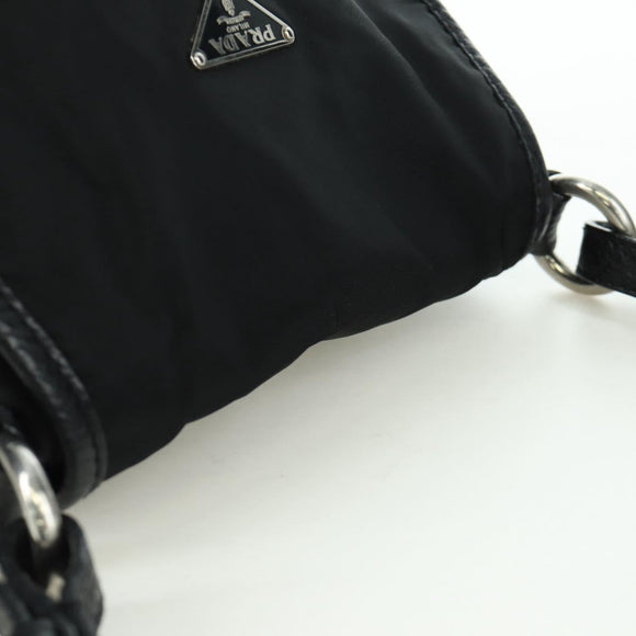 PRADA Hand Bag Nylon Black Silver BR2120 Auth am11021V