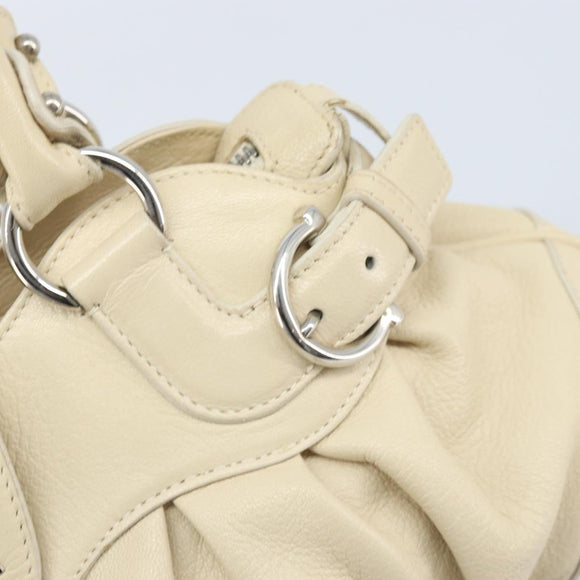 Salvatore Ferragamo Gancini Marissa Bag Leather White Silver Auth am11025