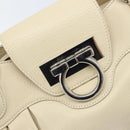 Salvatore Ferragamo Gancini Marissa Bag Leather White Silver Auth am11025-15