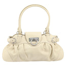 Salvatore Ferragamo Gancini Marissa Bag Leather White Silver Auth am11025-2