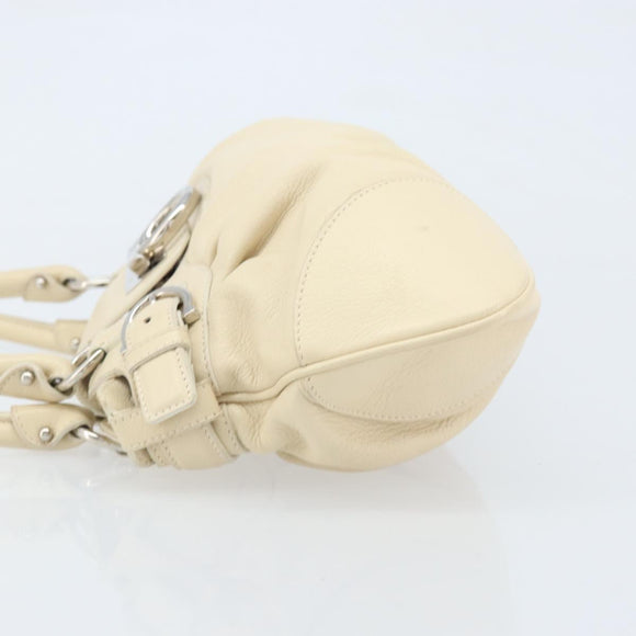 Salvatore Ferragamo Gancini Marissa Bag Leather White Silver Auth am11025