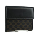 CELINE Macadam Canvas Trifold Wallet PVC Leather Black Gold Auth am11034V-1