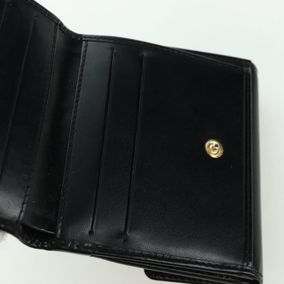 CELINE Macadam Canvas Trifold Wallet PVC Leather Black Gold Auth am11034V