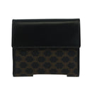 CELINE Macadam Canvas Trifold Wallet PVC Leather Black Gold Auth am11034V-2