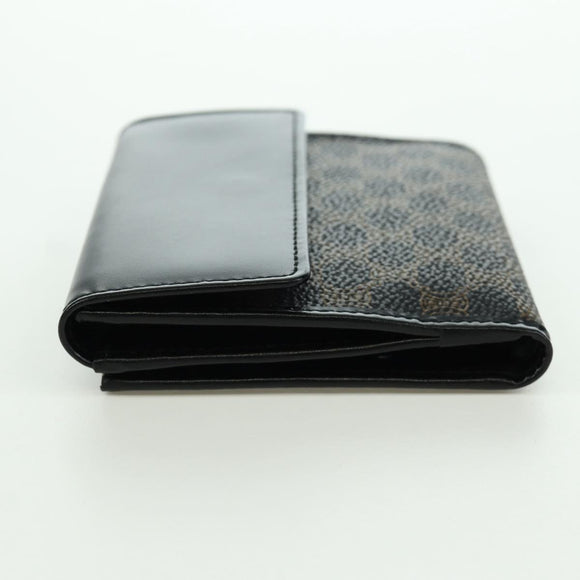 CELINE Macadam Canvas Trifold Wallet PVC Leather Black Gold Auth am11034V