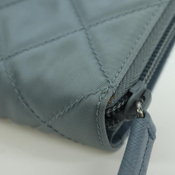 PRADA Round Compact Wallet Wallet Nylon Light Blue 1ML605 Auth am11040V