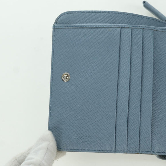 PRADA Round Compact Wallet Wallet Nylon Light Blue 1ML605 Auth am11040V
