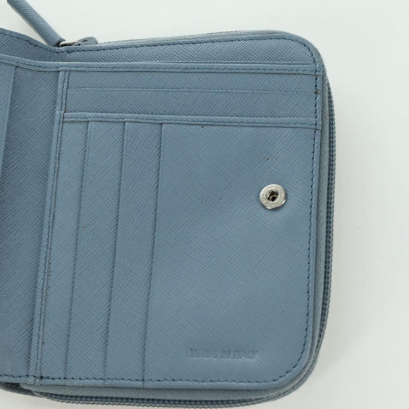 PRADA Round Compact Wallet Wallet Nylon Light Blue 1ML605 Auth am11040V