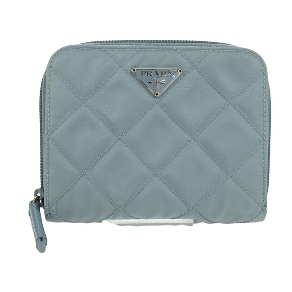 PRADA Round Compact Wallet Wallet Nylon Light Blue 1ML605 Auth am11040V
