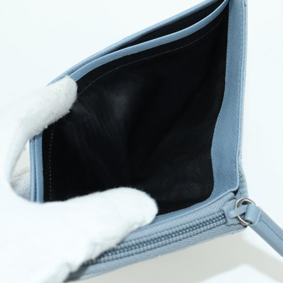 PRADA Round Compact Wallet Wallet Nylon Light Blue 1ML605 Auth am11040V