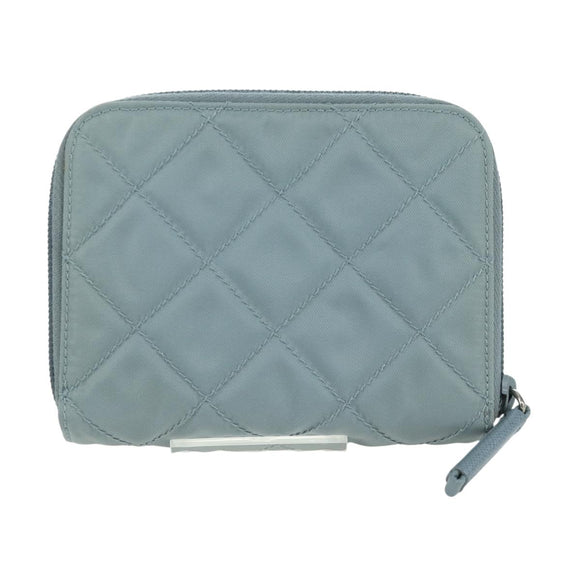 PRADA Round Compact Wallet Wallet Nylon Light Blue 1ML605 Auth am11040V