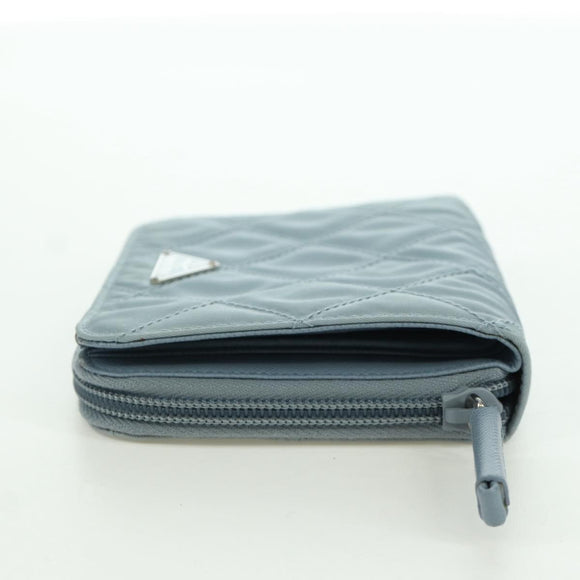 PRADA Round Compact Wallet Wallet Nylon Light Blue 1ML605 Auth am11040V