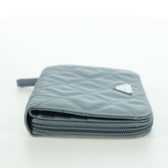 PRADA Round Compact Wallet Wallet Nylon Light Blue 1ML605 Auth am11040V