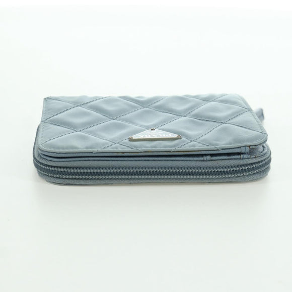 PRADA Round Compact Wallet Wallet Nylon Light Blue 1ML605 Auth am11040V