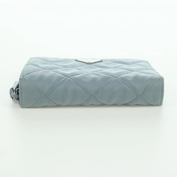 PRADA Round Compact Wallet Wallet Nylon Light Blue 1ML605 Auth am11040V