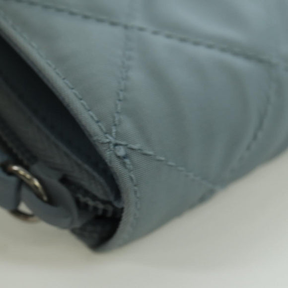PRADA Round Compact Wallet Wallet Nylon Light Blue 1ML605 Auth am11040V