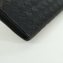 BOTTEGA VENETA INTRECCIATO Long Wallet Leather Navy Gray Ivory Auth am11043A-15