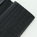 BOTTEGA VENETA INTRECCIATO Long Wallet Leather Navy Gray Ivory Auth am11043A-20