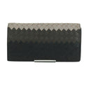 BOTTEGA VENETA INTRECCIATO Long Wallet Leather Navy Gray Ivory Auth am11043A-13