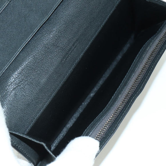 BOTTEGA VENETA INTRECCIATO Long Wallet Leather Navy Gray Ivory Auth am11043A