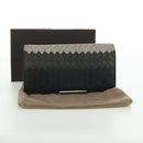 BOTTEGA VENETA INTRECCIATO Long Wallet Leather Navy Gray Ivory Auth am11043A-12