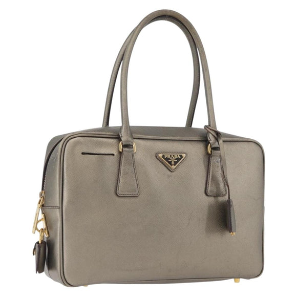 PRADA Handtasche Saffiano Leder Gold Auth am11051A