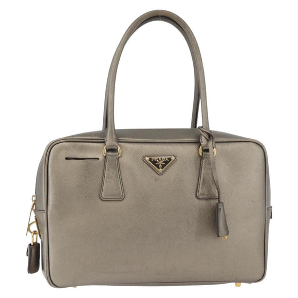 PRADA Handtasche Saffiano Leder Gold Auth am11051A