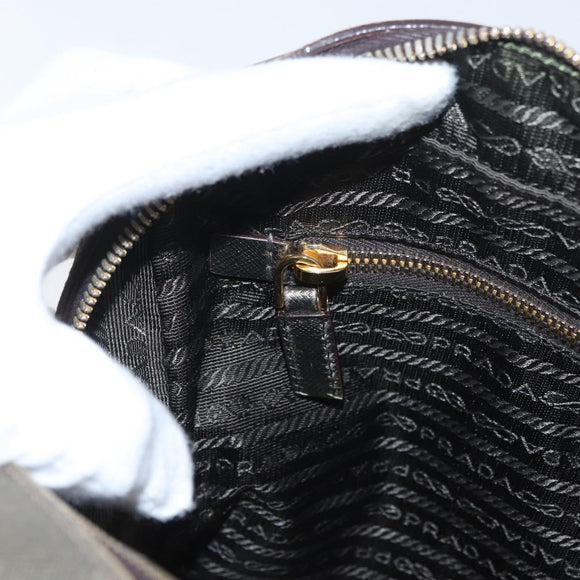 PRADA Handtasche Saffiano Leder Gold Auth am11051A