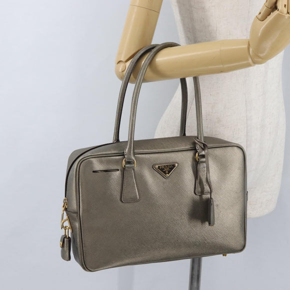 PRADA Handtasche Saffiano Leder Gold Auth am11051A