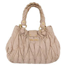 Miu Miu Matelasse Hand Bag Leather 2way Pink Gold Auth am11053A-2