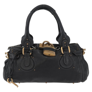 Chloe Paddington Hand Bag Leather Black Gold Silver Auth am11055SAV - 0