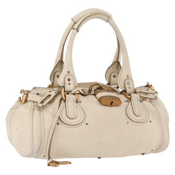 Chloe Paddington Hand Bag Leather Ivory Gold Silver Auth am11058V