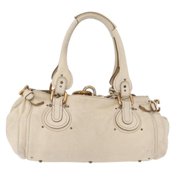 Chloe Paddington Hand Bag Leather Ivory Gold Silver Auth am11058V - 0