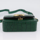 Chloe C Hand Bag Embossed Leather 2way Green Gold Auth am11062V-12