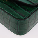 Chloe C Hand Bag Embossed Leather 2way Green Gold Auth am11062V-14