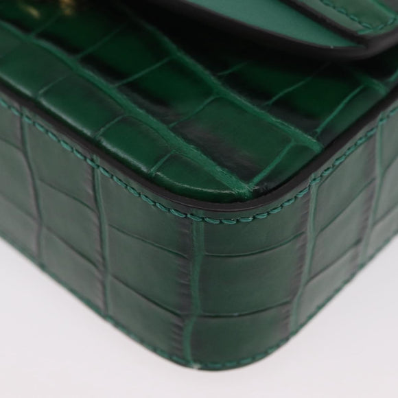 Chloe C Hand Bag Embossed Leather 2way Green Gold Auth am11062V