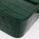 Chloe C Hand Bag Embossed Leather 2way Green Gold Auth am11062V-16