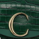 Chloe C Hand Bag Embossed Leather 2way Green Gold Auth am11062V-17