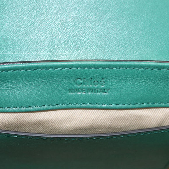 Chloe C Hand Bag Embossed Leather 2way Green Gold Auth am11062V