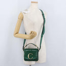 Chloe C Hand Bag Embossed Leather 2way Green Gold Auth am11062V-25