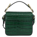 Chloe C Hand Bag Embossed Leather 2way Green Gold Auth am11062V-3
