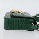 Chloe C Hand Bag Embossed Leather 2way Green Gold Auth am11062V-4