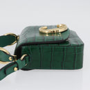 Chloe C Hand Bag Embossed Leather 2way Green Gold Auth am11062V-5