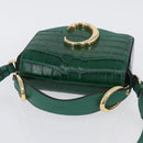 Chloe C Hand Bag Embossed Leather 2way Green Gold Auth am11062V-6
