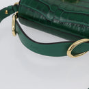 Chloe C Hand Bag Embossed Leather 2way Green Gold Auth am11062V-7