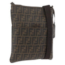 FENDI Zucca Canvas Shoulder Bag PVC Brown Black Auth am11068A-1